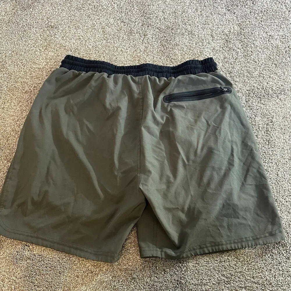 BYLT Premium Basics Mens XL Active Training Shorts Drawstring Lined Green